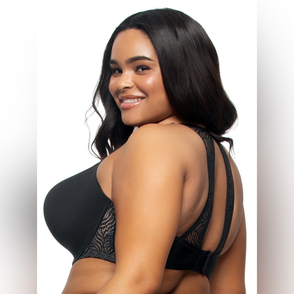 Felina Carolina Seamless Plunge Bra Black NWT Paramour Bra Contour Open Back 42C